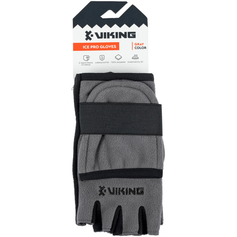 Рукавички Viking Fishing Ice Pro Gloves M (fleece) 5 cut finger+cover Grey-graphite