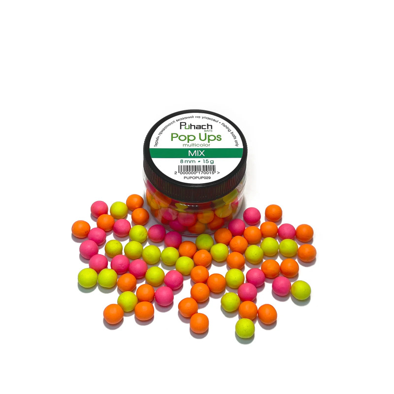 Попап Puhach Baits Pop Ups 8 mm Multicolor - MIX (Без Запаху)