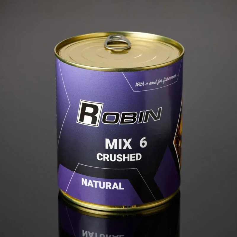 Зернова суміш "MIX-6" зерен подрібнений Натурал ROBIN 900 мл. ж/б